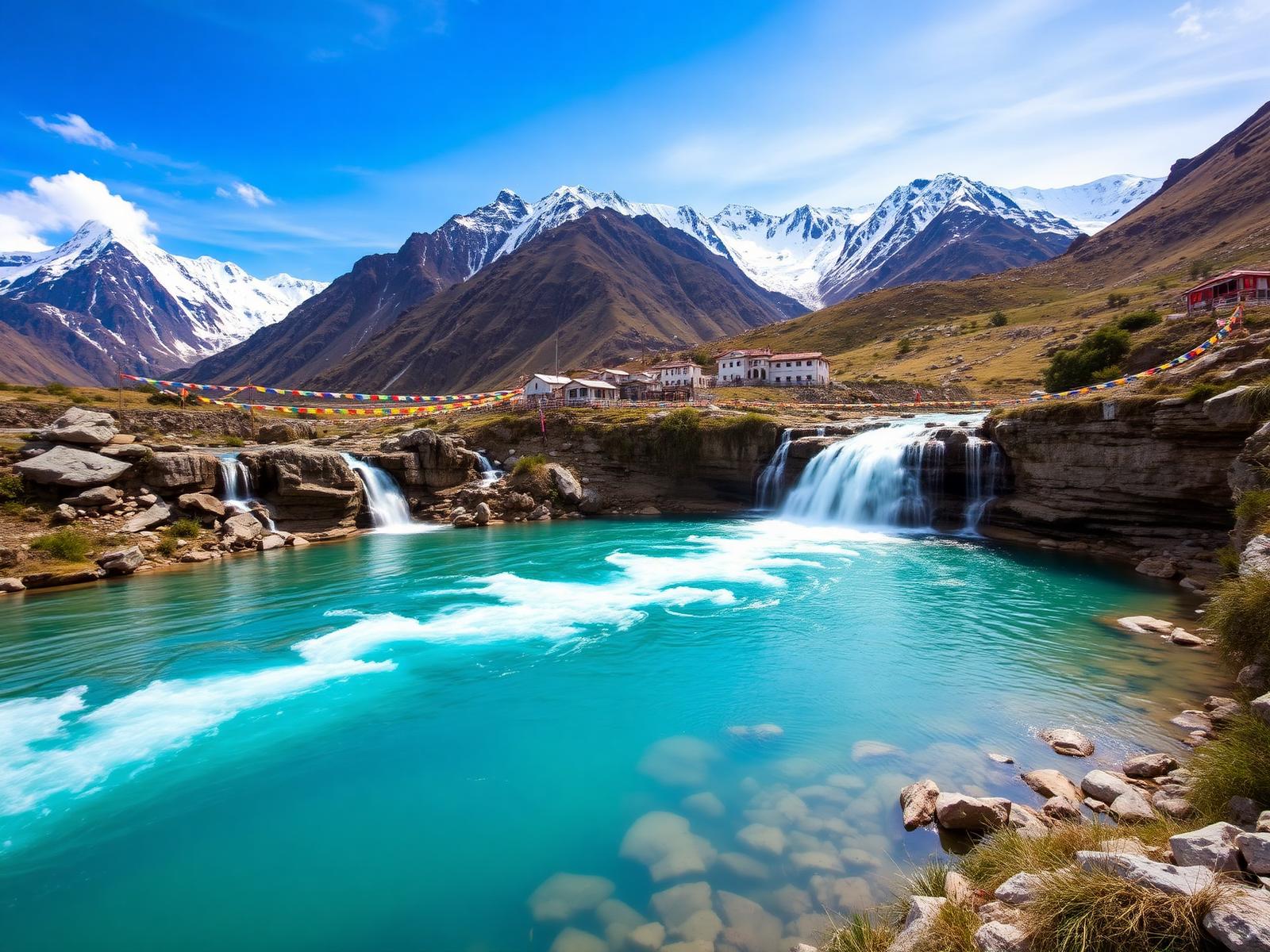 Sissu valley with snow-capped peaks